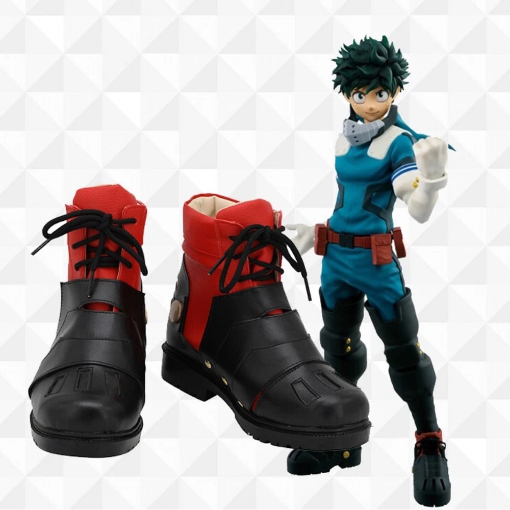 Boku no My Hero Anime Black and Red Boots Shoes
